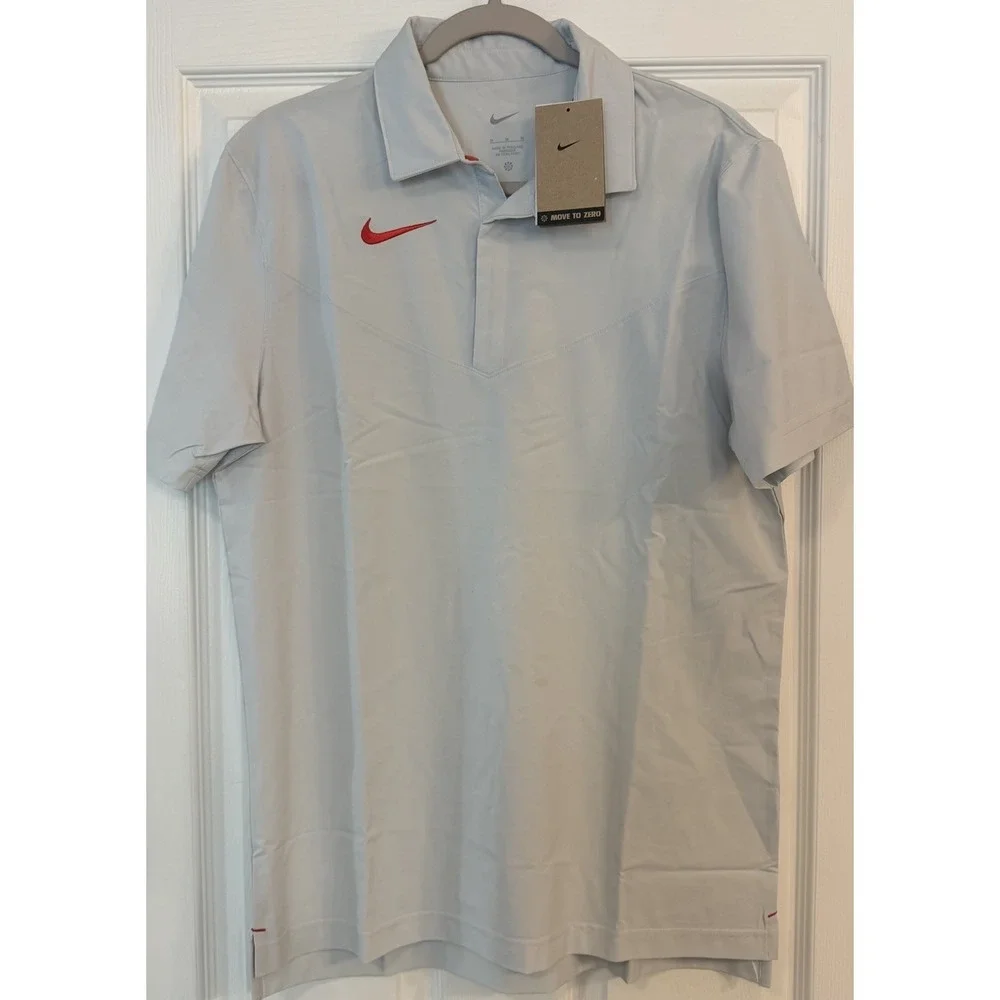 Nike NWT DRI-FIT Snap Polo Light Gray Sideline Coach Medium Lightweight Wicking
